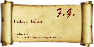 Fuksz Géza névjegykártya